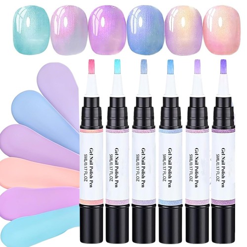 6pcs gel nail polish - 6pcs, pens